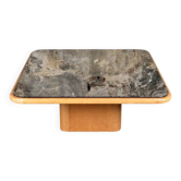 Table basse De Sede DS-47 en cuir cognac et plateau miroir, Suisse, 1970s