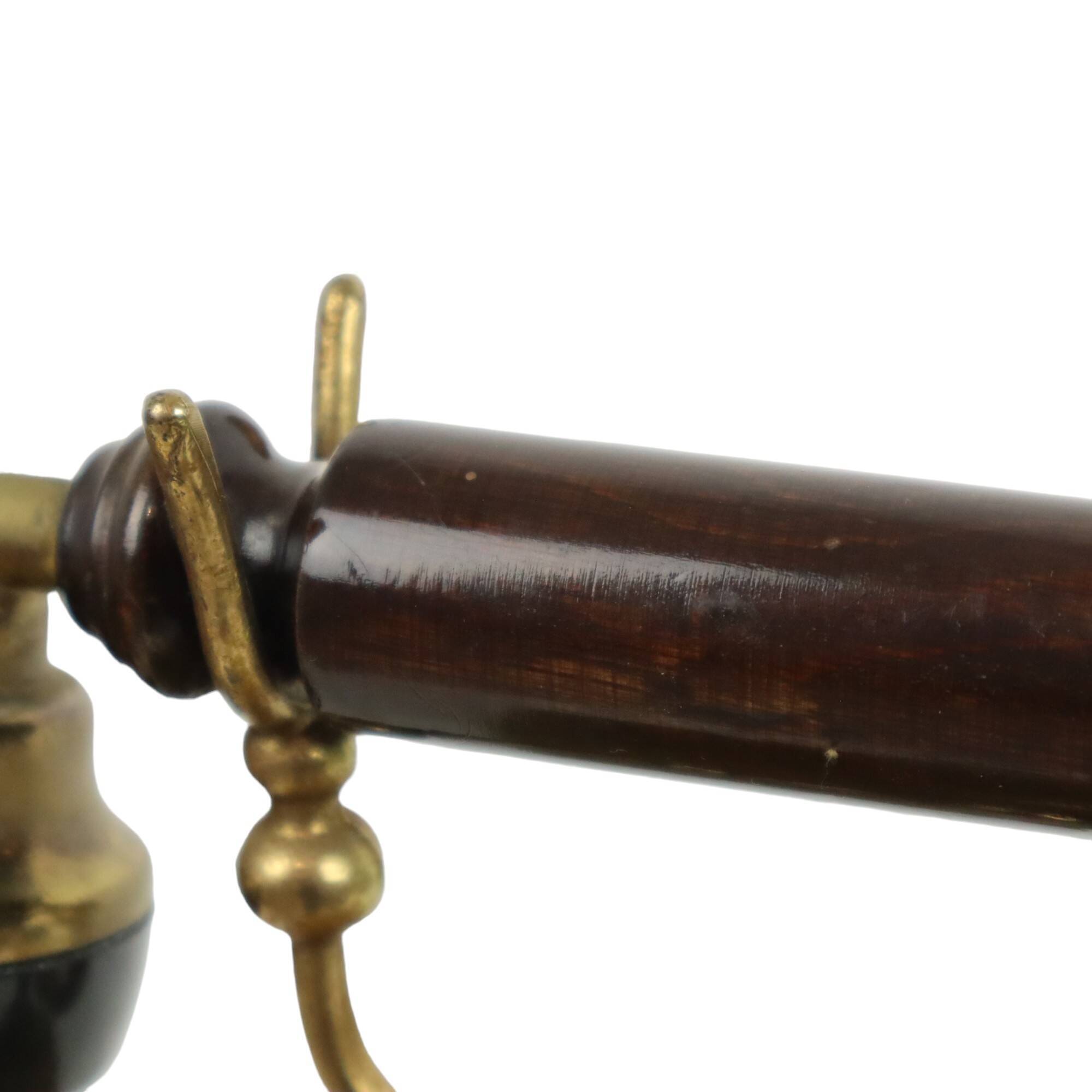 Old Italian Analog Telephone with Rotary Copper Wood Velvet