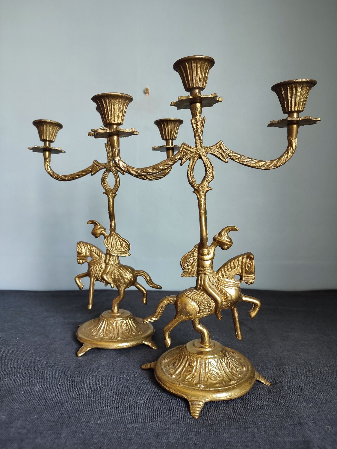 Set of two vintage jumper candlesticks
