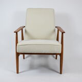 Vintage original armchair "Fox" designed by H. Lis 1970s, beige fabric, fully renovated