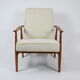 Fauteuil d’origine vintage « Fox » conçu par H. Lis années 1970, tissu beige, entièrement rénové