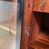 French Art Deco Half Cabinet in Black Lacquer and Mahogany, 1930