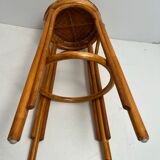 Rattan and bamboo bar and 3 stools from the 60s