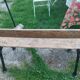 Antique garden bench with cast iron legs
