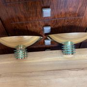 Pair of Art Deco style sconces in brass circa 1970