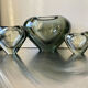 Ensemble de 3 vases en cristal Holmegaard en forme de cœur par Per Lutken