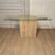 Travertine console and gold metal cross, Italy, 1970s
