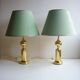 Paire de lampes de table en laiton brillant - Hollywood Regency - Odreco. Danemark années 1960.