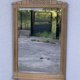 Art Deco mirror bevelled raw oak 1930
