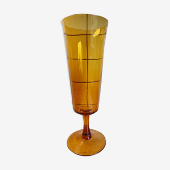 Amber yellow empoli glass vase