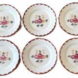 6 assiettes plates anciennes en faïence de Longchamp