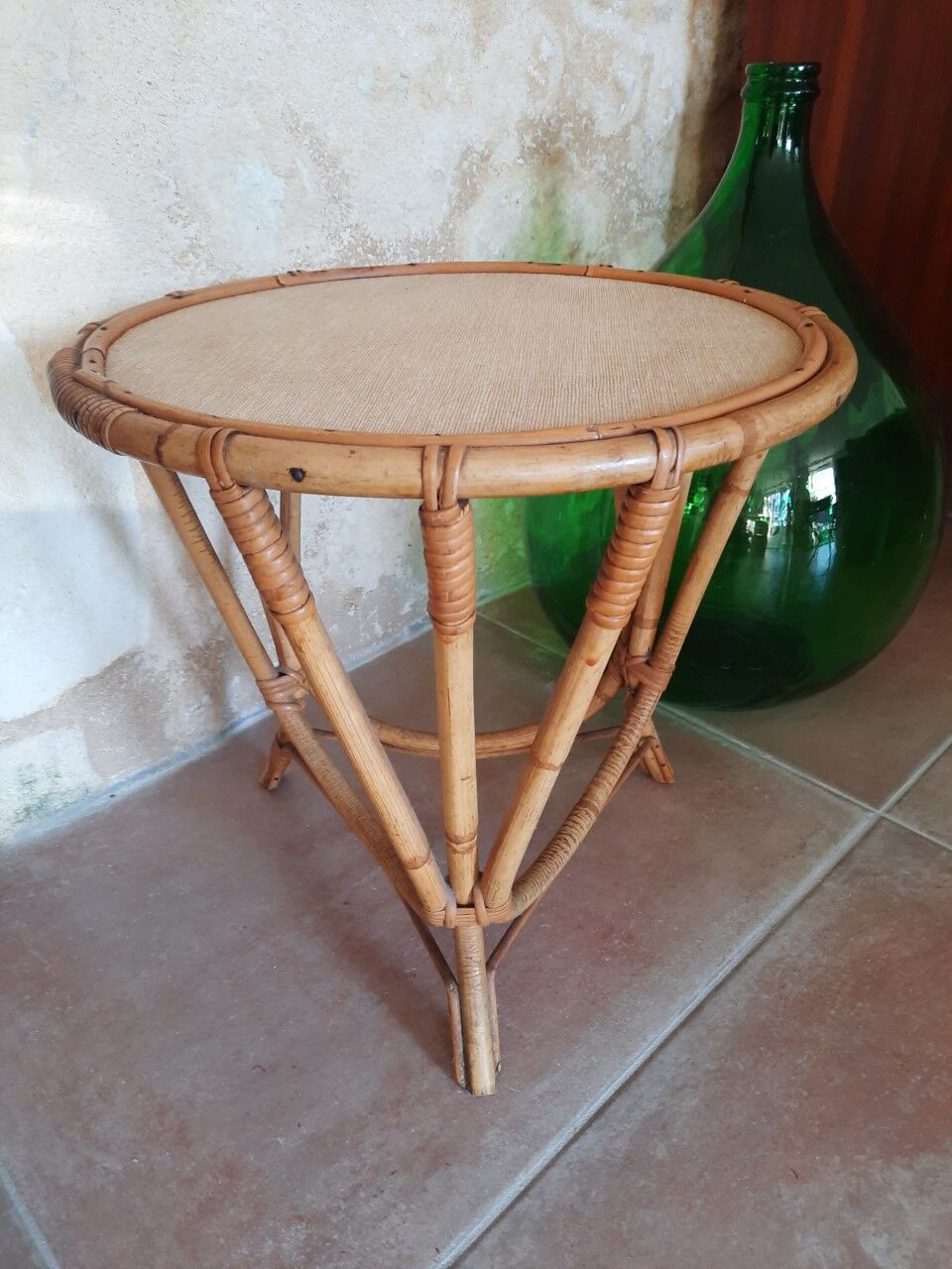 Rattan pedestal table