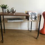 Vinyl rack side table with wheels