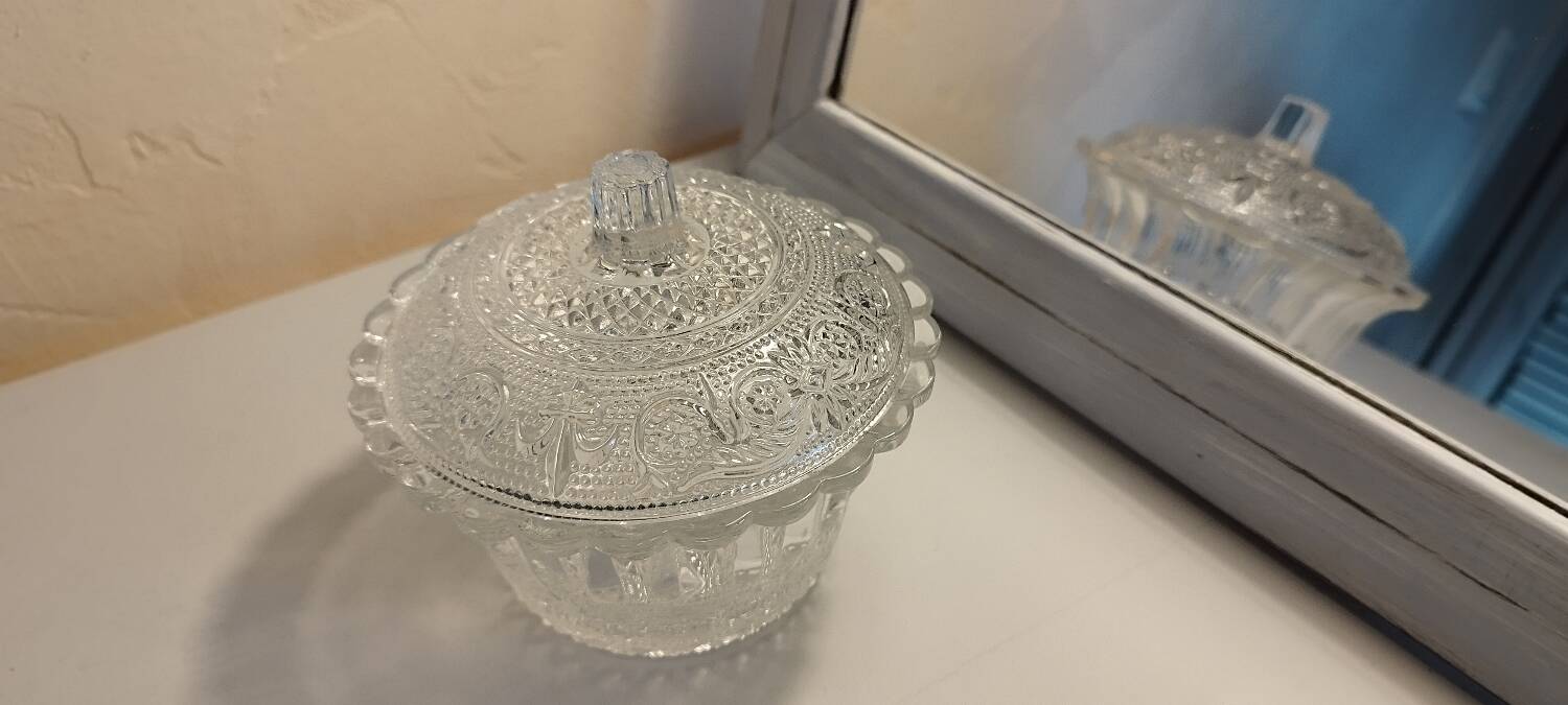 Glass sugar bowl
