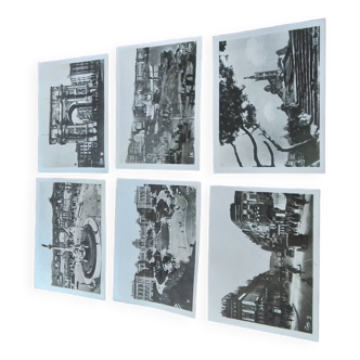 5 black and white photos of vintage Marseille