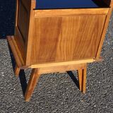 Vintage oak bedside table with splayed legs