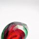 Vase sculpture murano michele onesto oball sommerso rouge vert 23.5cm