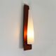 Rare set of wall lamps in teak and opaline glass by Kaiser Leuchten