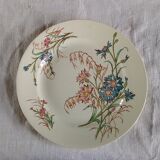 8 flat flowery plates country décor Lunéville Cornflower