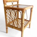 Mid-Century Bamboo and Rattan Nightstands, Spain, Hand-Crafted, 1970s