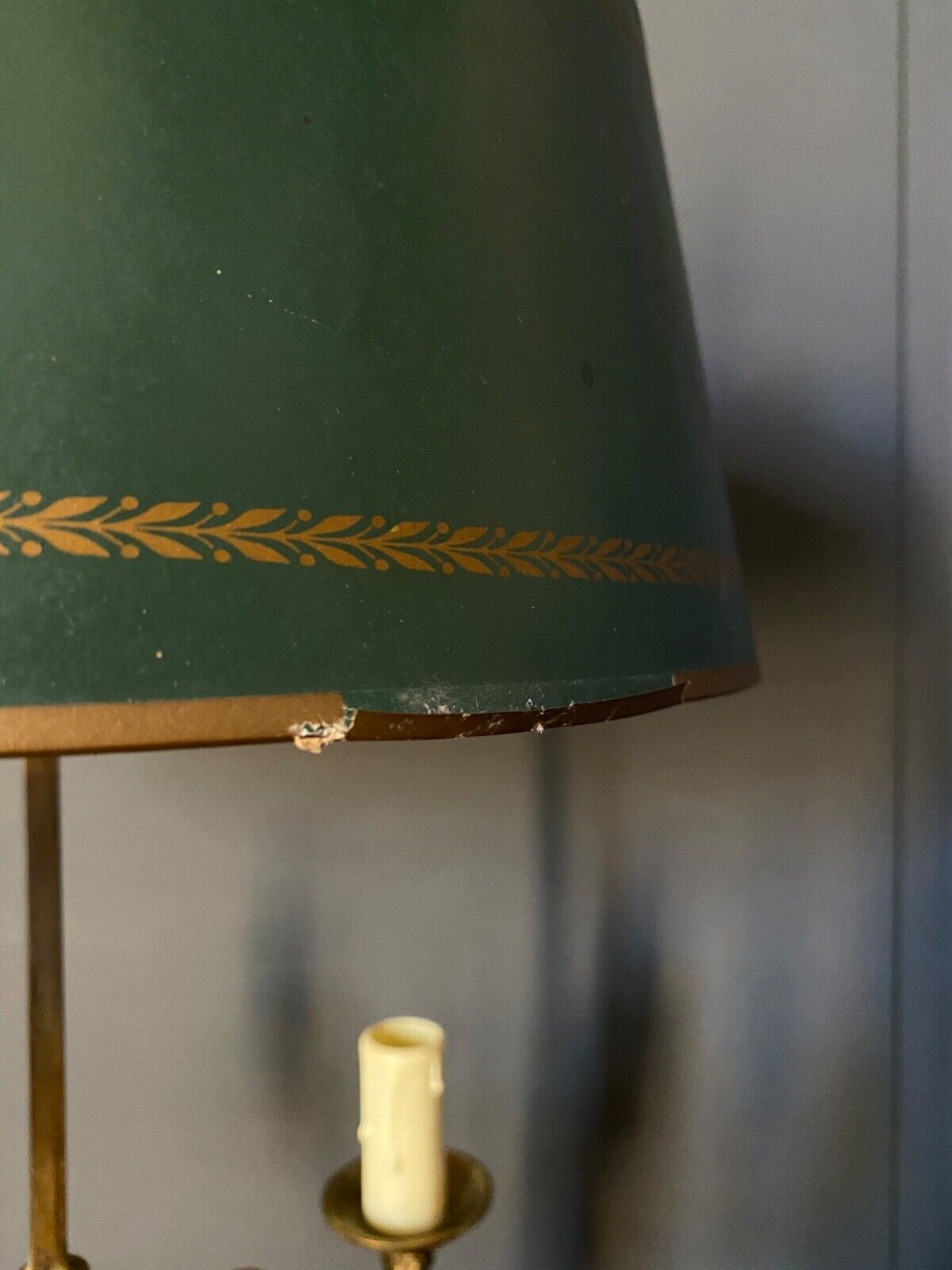 Lamp bouillotte bronze lampshade in sheet style empire mid-twentieth