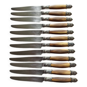Set of twelve Art Nouveau dessert knives