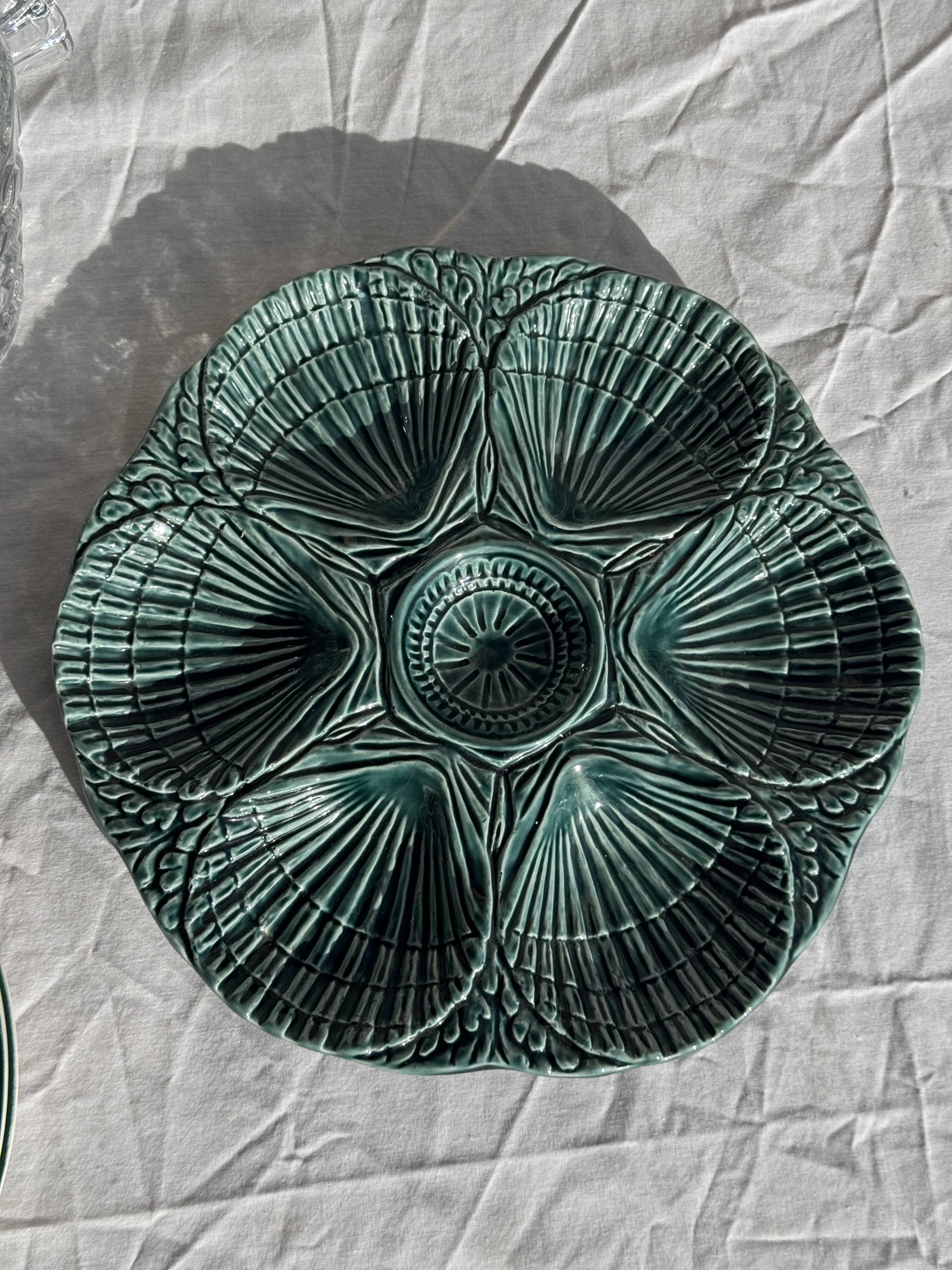 Plat à compartiment coquillages turquoise D28