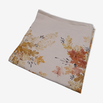 Nappe en coton avec motifs de feuilles d'automne - Signée L.Mosella - G.Chile