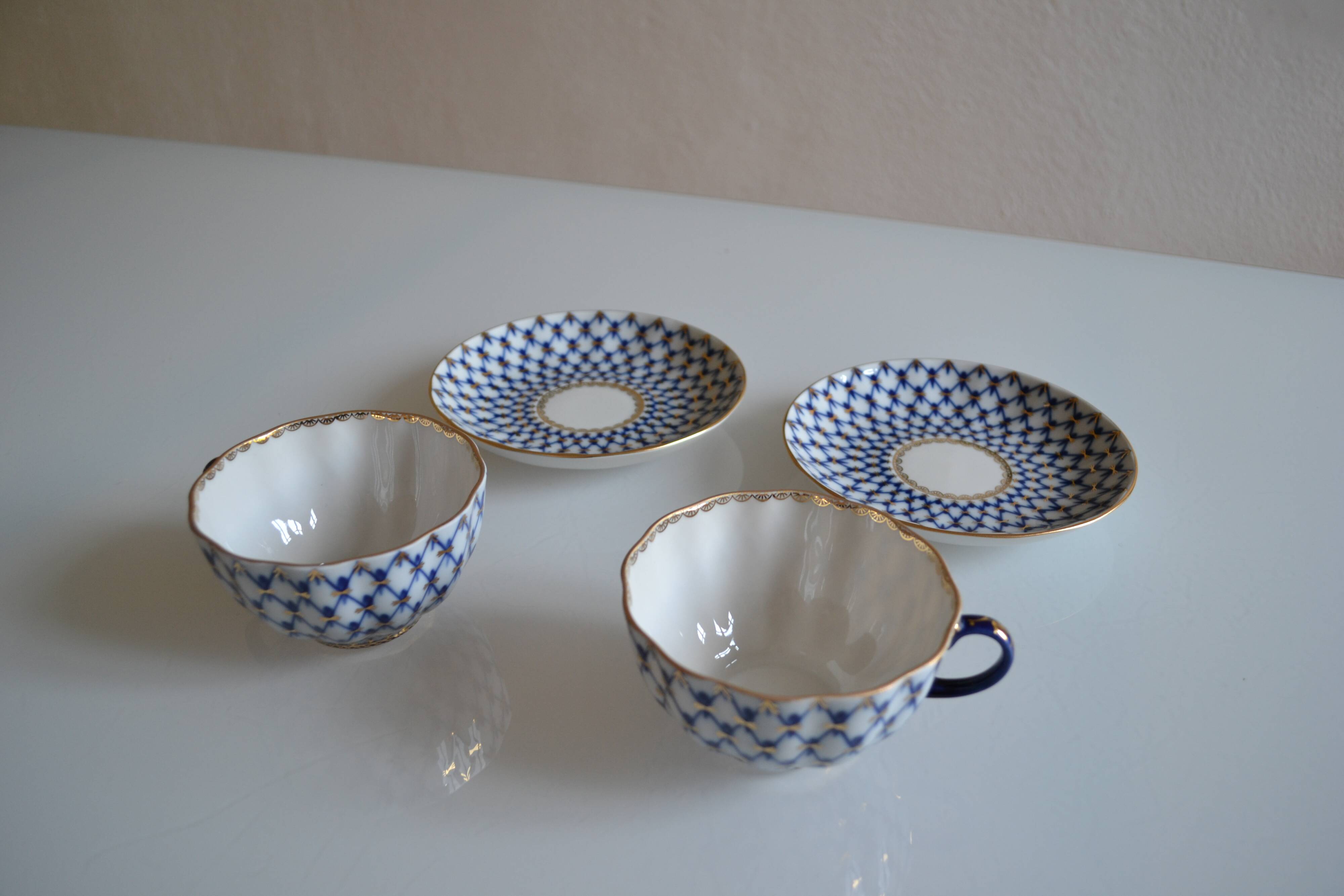 2 Russian Lemonosov porcelain tea cups