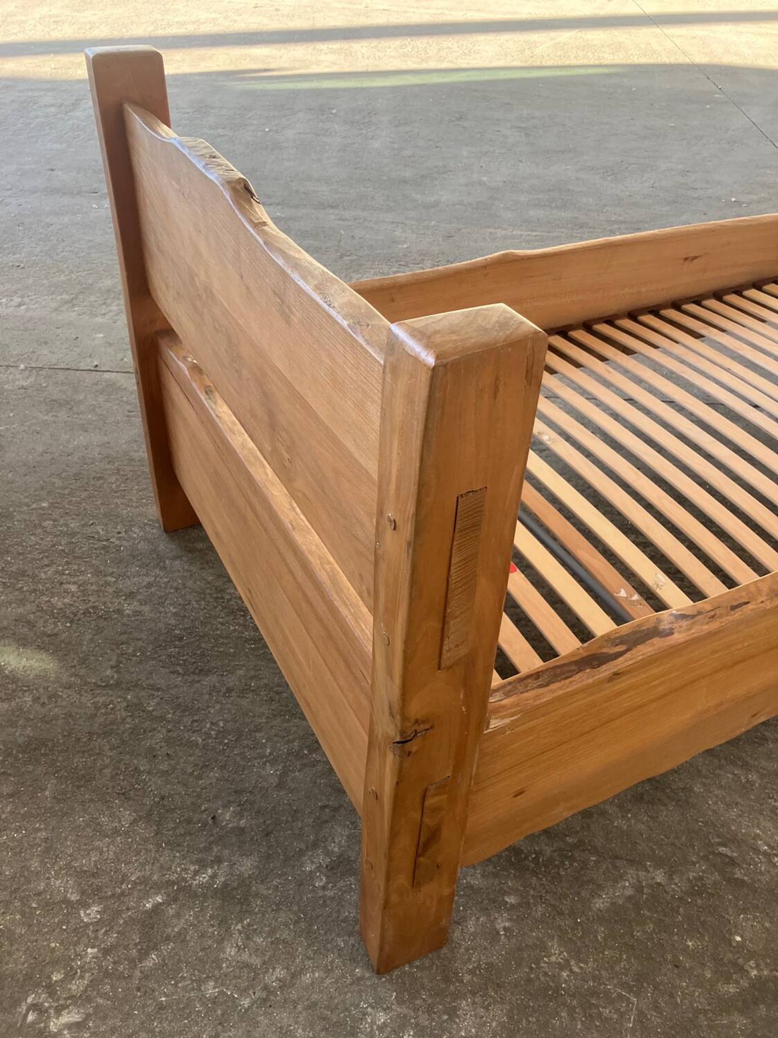 Solid oak children's bed, France, vintage 1960s