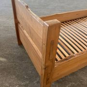Solid oak children's bed, France, vintage 1960s