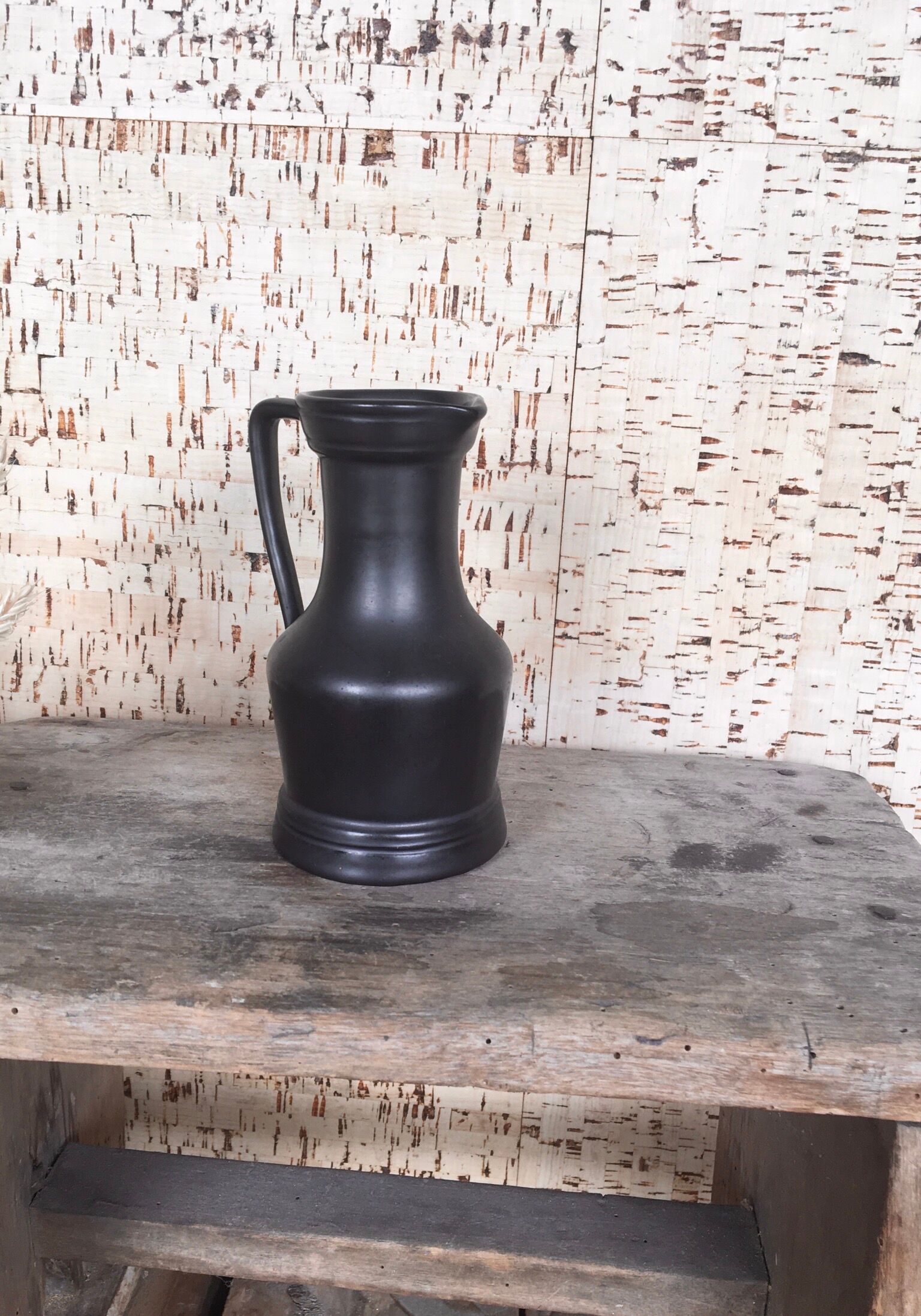 Black ceramic pitcher