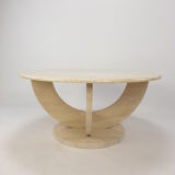 Table basse italienne en travertin, années 1970