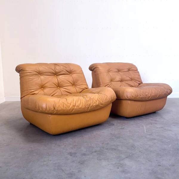 Ensemble de fauteuils en cuir vintage, années 1970