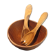 Saladier et couverts à salade en bois exotique