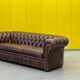 Chesterfield 3-seater sofa – Handmade brown leather