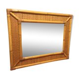 1970s mirror bamboo and rattan