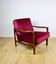 Wooden vintage brown armchair, burgundy raspberry, design by Z. Bączyk - 2 pieces available
