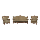 Velvet sofa and 2 armchairs