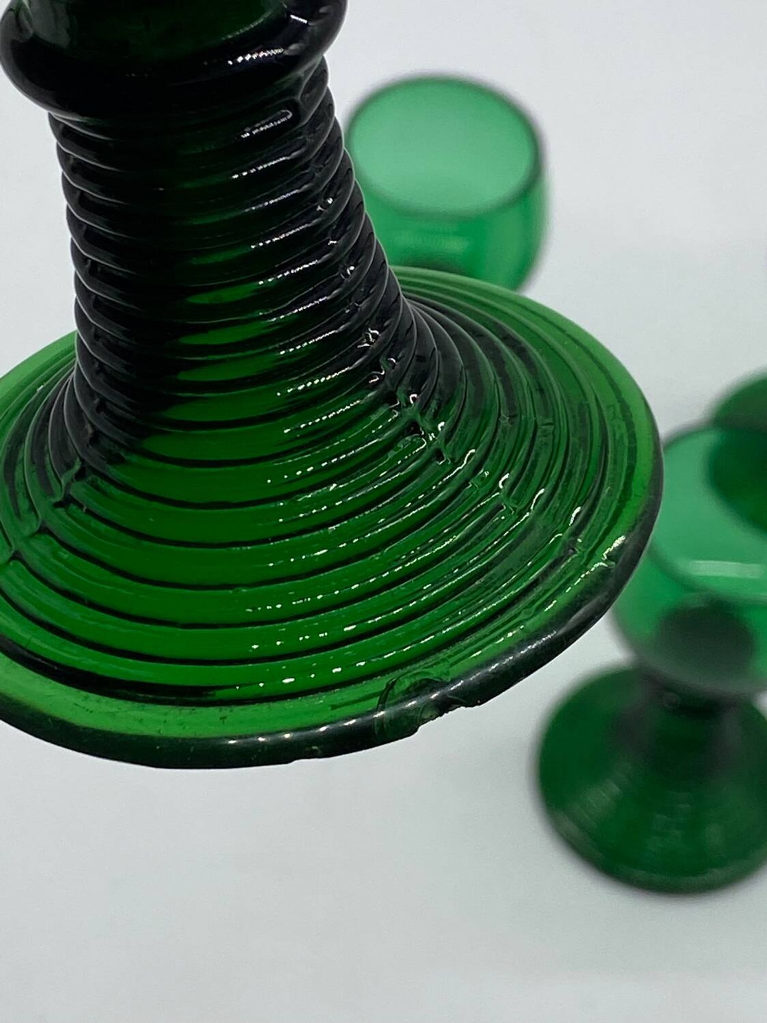 Set of 4 Roemer glasses / Rhine region, green, old, vintage