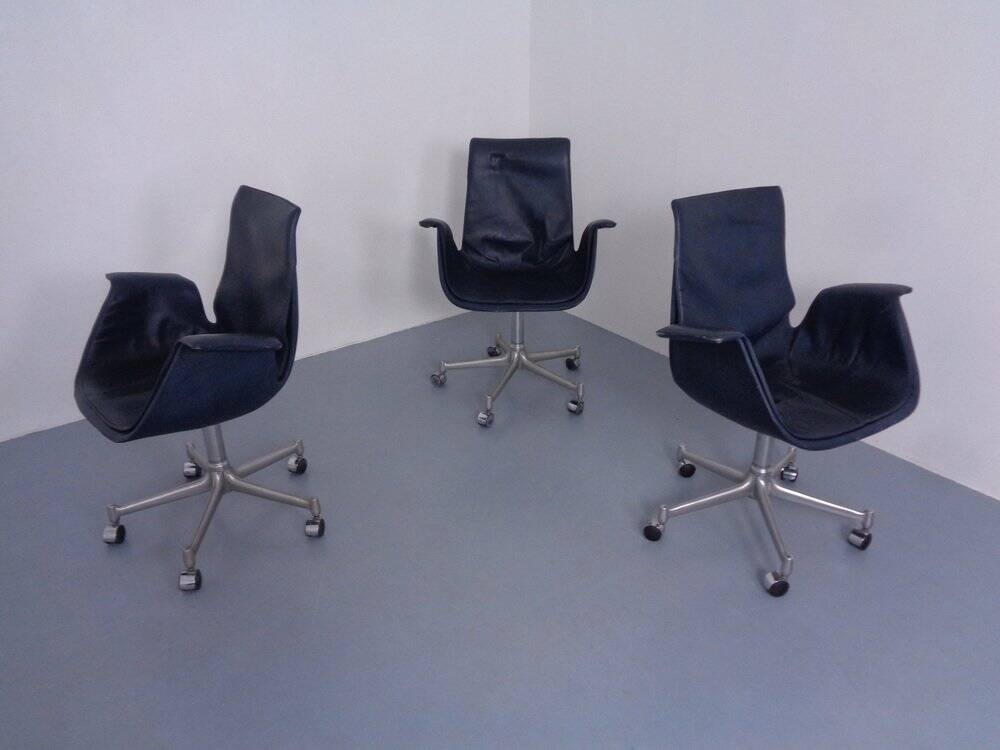 Model 6727 Bird Chairs by Preben Fabricius & Jørgen Kastholm for Kill International, 1960s, Set of 3