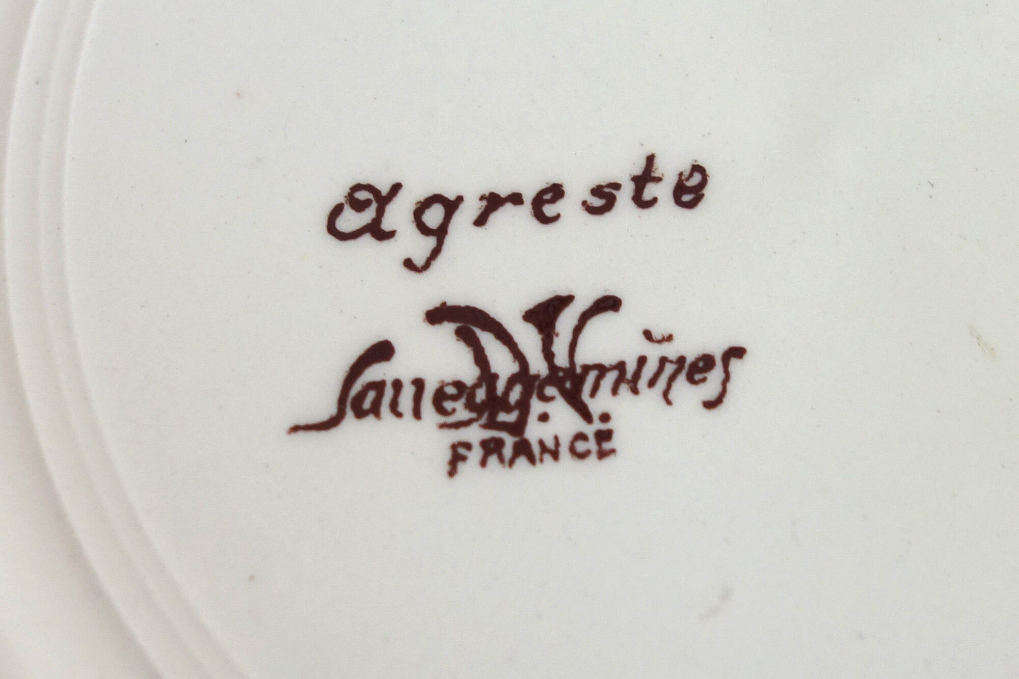 Set of 6 vintage dessert plates model Agreste, earthenware of Sarreguemines
