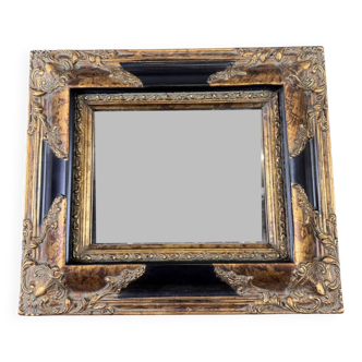 vintage mirror in gilded and lacquered wood, second half of the 20th century