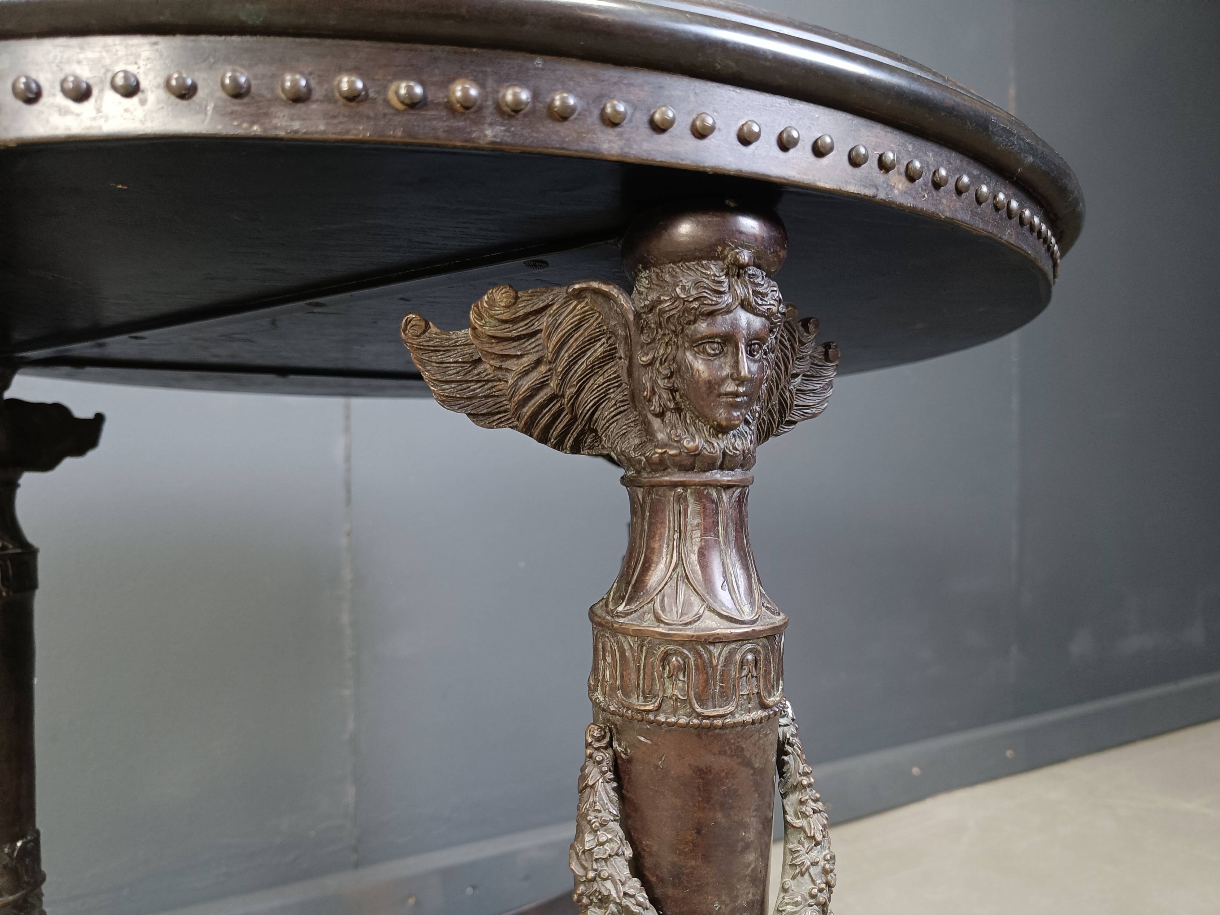 French Empire style marble and bronze side tables, 1950s