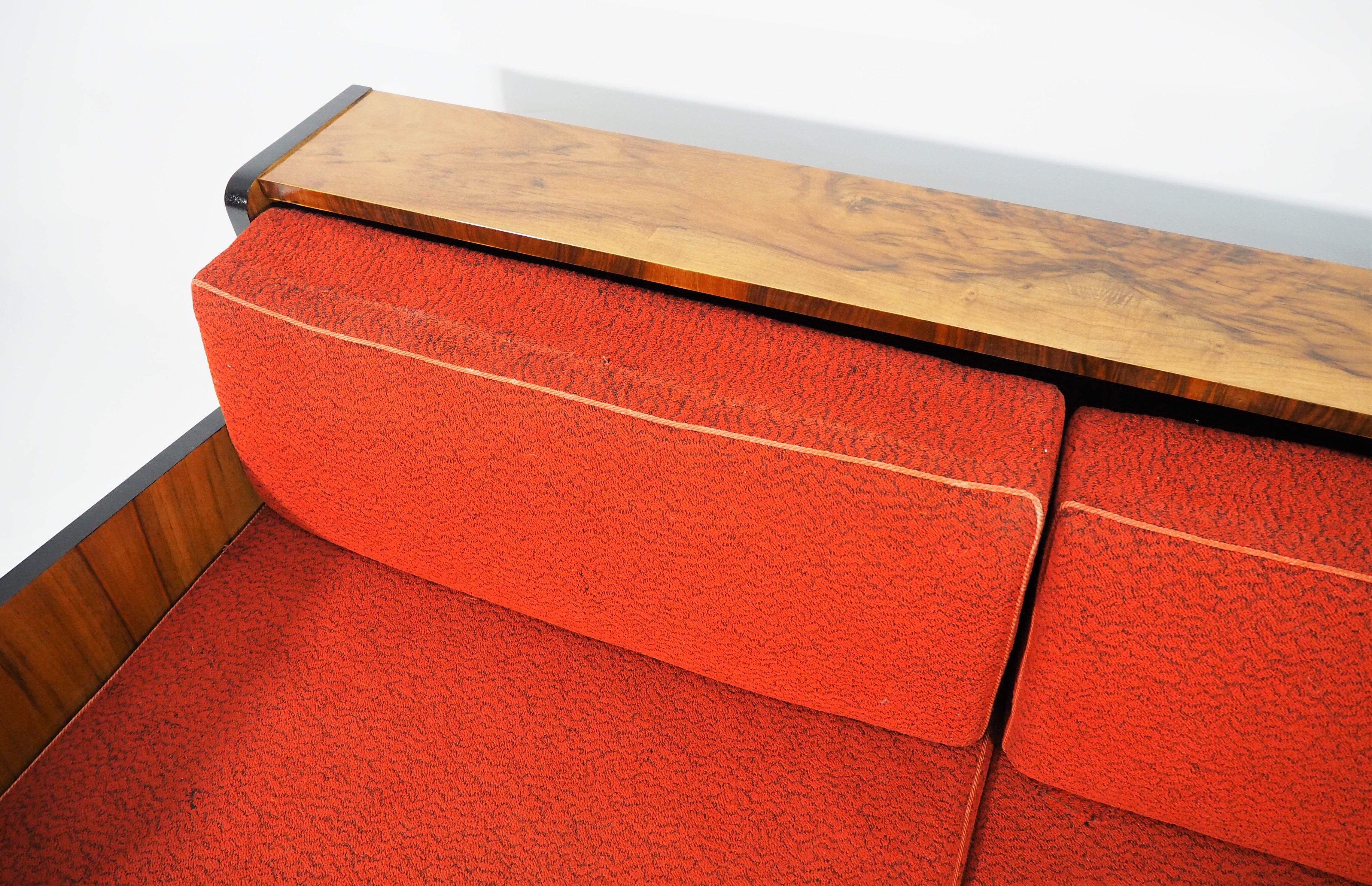 Art deco walnut sofa bed 1960s