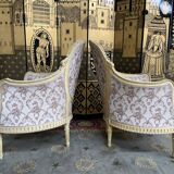 Pair of shepherdess armchairs in Louis XVI 1900 style