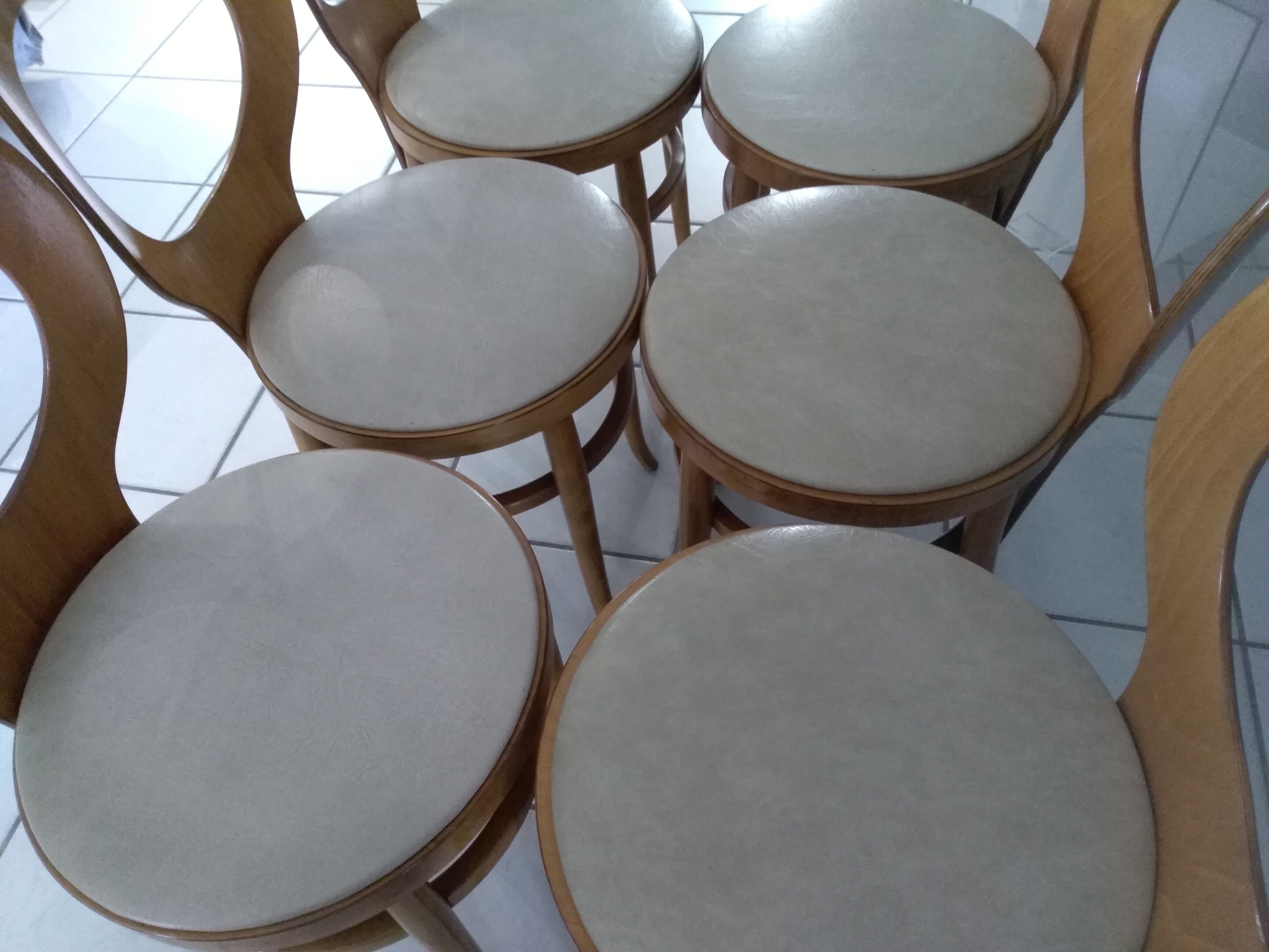 Suite of 6 chairs Bistrot Baumann Model Seagull 1987