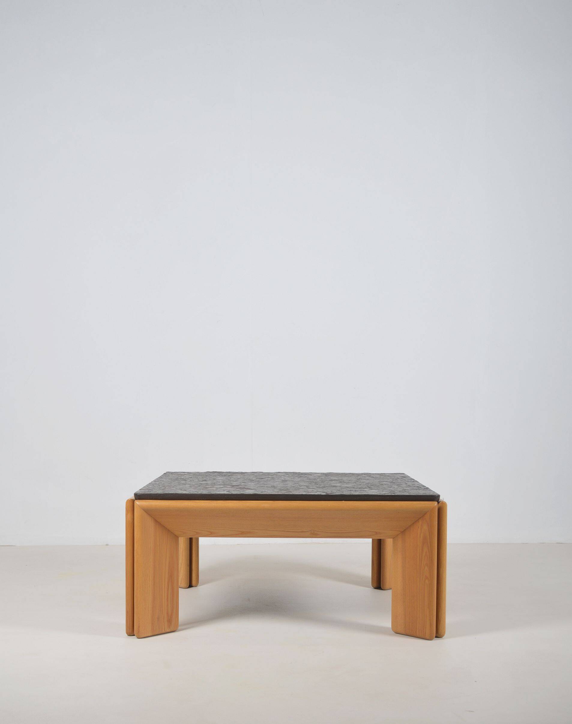 Brutalist coffee table with natural stone top, 1970s