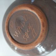 Set of 3 signed glazed stoneware bowls