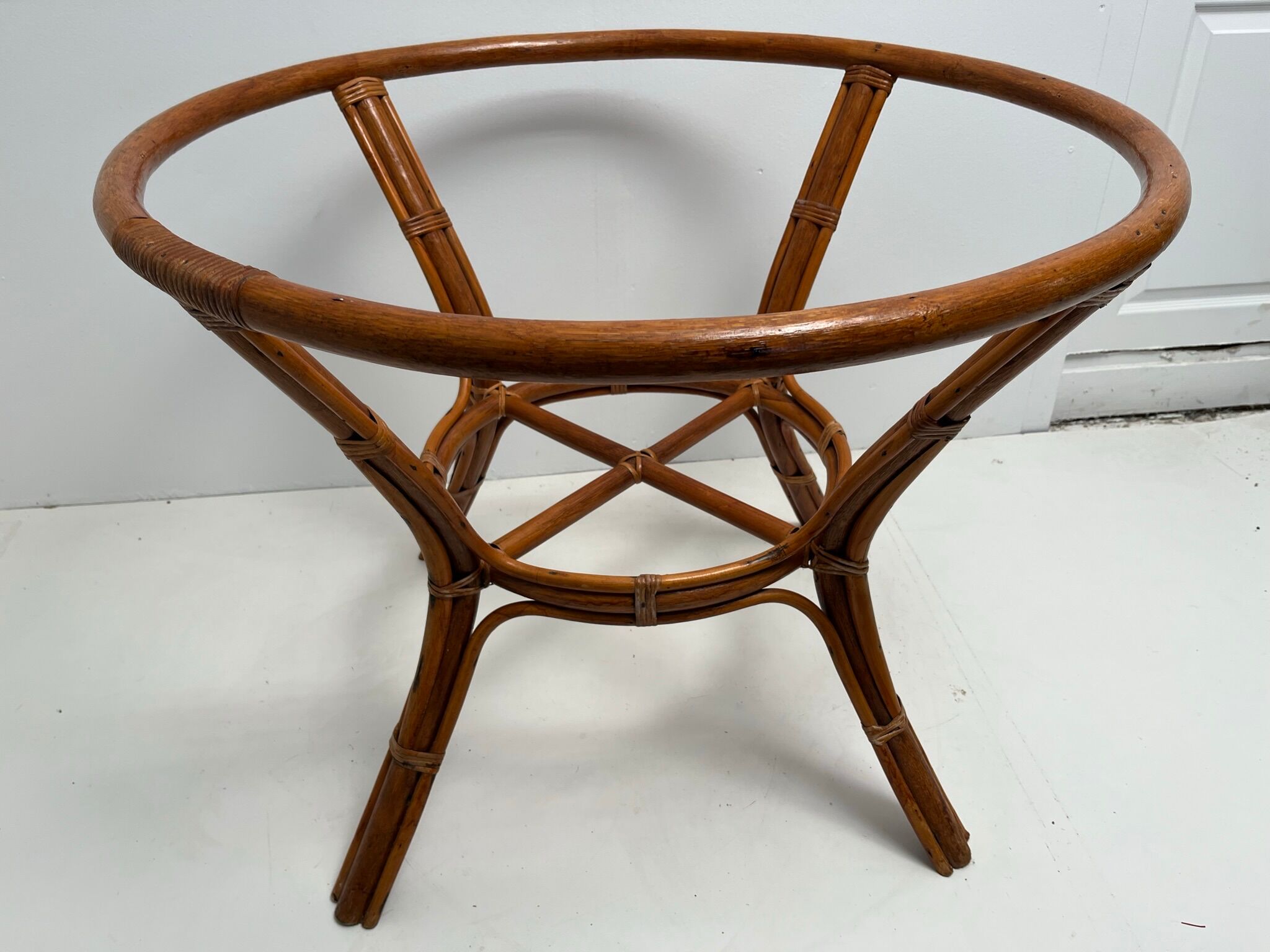 Vintage glass top rattan dining table
